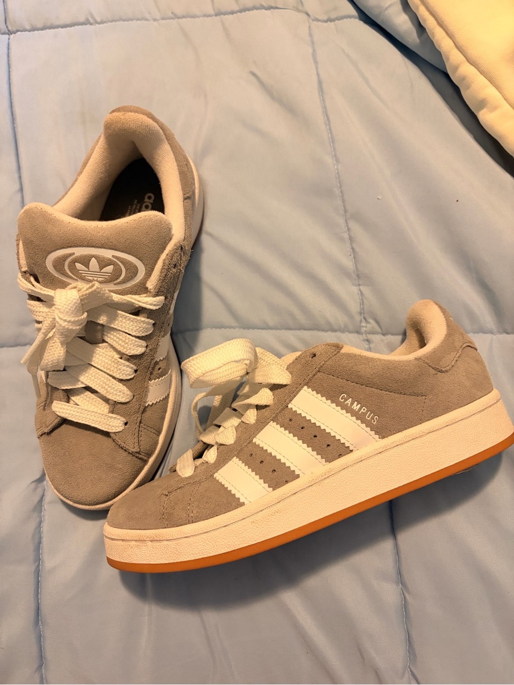 adidas Campus Suede Sneakers in Grey, White & Gum